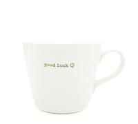 Keith Brymer Jones - Word Range - Standard Ceramic White Mug - good luck - 350ml - Gift Boxed