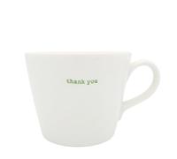 Keith Brymer Jones - Word Range - Standard Ceramic White Mug - Thank You (Green) - 350ml - Gift Boxed
