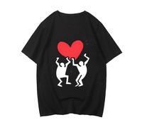 Keith H-Haring Kawaii Print Anime T-Shirts Cute Gothic Manga Tshirt Black XL