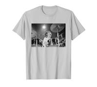 Keith Moon The Who Drummer Live in Reading 1971 T-Shirt, Men, Silver Grey, Large
