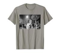 Keith Moon The Who Drummer Live in Reading 1971 T-Shirt, Men, Slate Grey, Medium