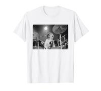 Keith Moon The Who Drummer Live in Reading 1971 T-Shirt, Men, White, X-Large
