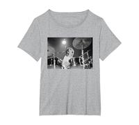 Keith Moon The Who Drummer Live in Reading 1971 T-Shirt, Women's Plus, Heather Grey, 6X