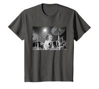 Keith Moon The Who Drummer Live in Reading 1971 T-Shirt, Youth, Asphalt Grey, Medium