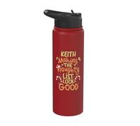 Keith Naughty List Funny Christmas Keith Name Personalized Stainless Steel Insulated Water Bottle