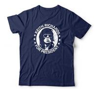 Keith Richards for President Unisex T-Shirt - Funny Rock Guitar Stones Tee - 2XL Navy