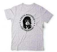Keith Richards for President Unisex T-Shirt - Funny Rock Guitar Stones Tee - M Grey