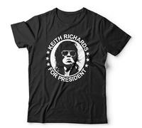 Keith Richards for President Unisex T-Shirt - Funny Rock Guitar Stones Tee - S Black