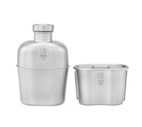 KEITH Titanium Bottle + Bowl (1100ml + 700ml), Canteen Mess Kit for Camping, Hiking, Picnic, Travel - Ultralight and Portable（Ti3060）