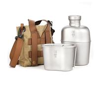 Keith Titanium Ti3060 Canteen Measuring Kit Military Water Bottle Kettle with Cup Portable Dual Use Tableware Coffee Pot, silver