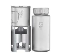 KEITH Ti3070 Ultralight Titanium Nesting Camp Set Includes the Ti3060 Bottle, Ti3208 Single-Wall Mug and a Versatile Wood-Burning Stove for Camping, Hiking, Picnic, Travel
