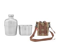 KEITH Ultralight Titanium Canteen Mess Kit, 1100ml Water Bottle & 700ml Bowl with Carry Pouch, Perfect for Hiking, Camping, Picnic (Ti3060)