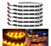 Keiurot Car Led Strip Light 30CM Waterproof Led Lights Strip for Interior Car Lights Underglow Motorbike Golf Cart Exterior Amber Yellow Led Strip 12V 5050 12SMD,Pack of 6