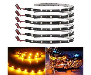 Keiurot Car Led Strip Light 30CM Waterproof Led Lights Strip for Interior Car Lights Underglow Motorbike Golf Cart Exterior Amber Yellow Led Strip 12V 5050 12SMD,Pack of 6