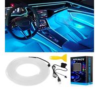 Keiurot El Wire Car Lights - Neon USB Ice Blue 5M/16Ft Car Ambient Lighting Strip LED Trim