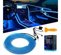 Keiurot El Wire Lights USB Neon Wire Blue 5M/16Ft for Car Ambient Lighting Atmosphere Car Led Interior Strip Light Sewing Edge Decoration