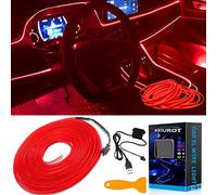 Keiurot El Wire USB Neon Light - 10M/32Ft Car Ambient Lighting Strip, Red