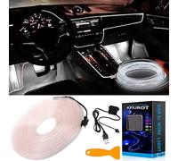 Keiurot El Wire USB Neon Light Strip - 10M/32Ft White Car Interior LED Lighting for Dashboard & Decoration