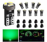 Keiurot T5 74 Led Bulb W3W 37 70 2721 Led Wedge LED T5 Twist Socket for Car Interior Speedometer Dashboard Instrument Gauge Cluster Indicator Light Panel Dash Lamp 12V Green,10Pack