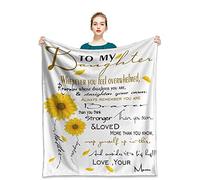 Keivvsh Personalized Gift to My Daughter Flannel Sunflower Blanket,to My Daughter from Mom Letter Printed Quilts Fleece Blankets Throw Blankets for Bed Couch 60x80 Inches