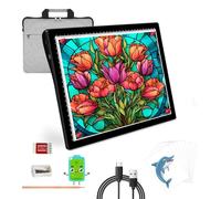 KEIWRLIGHT A4 Diamond Art Light Board - Rechargeable Portable Thin Light Box for Tracing 5 Levels Brightness A4 Light Pad for Diamond Painting Sketching Tatto Supplies Accessories Art Kid Adult W/Case