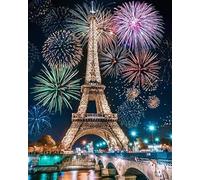 KEJJNYER 5D Diamond Eiffel Tower Paint Kits for Adults, DIY Diamond Art Paris Eiffel Tower Painting Craft for Home Wall Decoration(16x12inch)