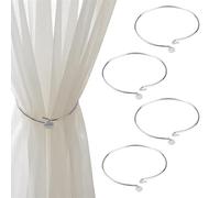 KEJOL 4 Pack Curtain Tie Backs, Modern Simple Silver Curtain Tie Backs Metal Tie Backs for Home, Office, Hotel Thin Window Drapery