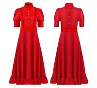 kejoyoucos Red Dress, Red Dress, Beaded Costume, Horror Film, Women Renaissance Medieval Dresses, Carnival, Halloween, Kiss, Adult Cosplay (Red, 3XL)