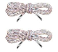 KEJXSGUO 1Pair Glitter Shoe laces Rhinestone Rope Colored Drawstring Cords Replacement Crystal Bling Shiny Rou LY 13 0, Ab color