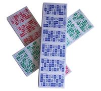 KEKA 900 Tricolor Bingo Cards (3 Series of 300 in Blue, Red and Green) Use and Throw Threading or Reusable with Chips (Not Included) for Traditional 90 Ball Bingo Game