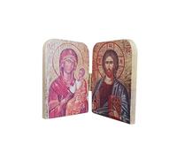 kekafu Catholic Orthodox Icon Diptych of Christ The Teacher & Virgin of Kazan Portable Religious Souvenir Gift for Home Display