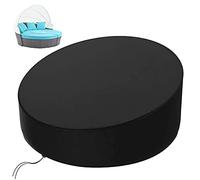 KEKAFU Day Bed Cover Waterproof, 420D Rattan Day Bed Cover with Adjustable Shoulder Strap, Garden Daybed Cover Round Anti-UV Windproof - Black (190 * 90-50cm)