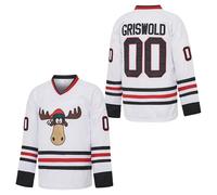 Kekambas #00 Clark Griswold X-Mas Christmas Vacation Men's Movie Hockey Jersey White Stitched Size, White, L