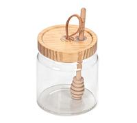 KEKEHOME Honey Pot Airtight Glass Honey Jars with Dipper Stick and Wooden Lid, Honey Bottle Containers for Storing Honey, Honey Holder for Home Kitchen