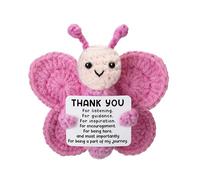 KEKEMEOW 3.5 inch Positive Butterfly Handmade Knitted Wool Doll with Positive Card for Cheer Up Emotional Support Encouragement Friends Birthday Gifts