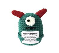 KEKEMEOW 4 inch Positive One Eyed Monster Handmade Knitted Wool Doll with Positive Card Inspiring Gifts for Cheer Up Emotional Support Encouragement Friends Birthday Gifts