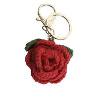 KEKEMEOW Crochet Handmade Keychains for Women Charms for Keyring Car Key Purse Backpack Pendant Gifts, Rose, rose