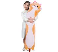 Kekeso Giant Cat Pillow Plush Cartoon Kitty Sleeping Hugging pillow, Cuddly Soft Long Kitten Body Pillow Doll Cat Toy for Kids Girlfriend (Yellow, 130cm/51.18inch)