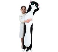Kekeso Giant Cat Pillow Plush Cartoon Kitty Sleeping Hugging pillow, Cuddly Soft Long Kitten Body Pillow Doll Cat Toy for Kids Girlfriend (Black, 150cm/59.05inch)