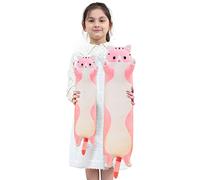 Kekeso Giant Cat Pillow Plush Cartoon Kitty Sleeping Hugging pillow, Cuddly Soft Long Kitten Body Pillow Doll Cat Toy for Kids Girlfriend (Pink, 50cm/19.68inch)