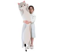 Kekeso Giant Cat Pillow Plush Cartoon Kitty Sleeping Hugging pillow, Cuddly Soft Long Kitten Body Pillow Doll Cat Toy for Kids Girlfriend (Gray, 130cm/51.18inch)