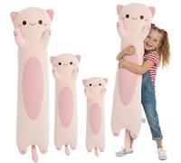 Kekeso Long Cat Plush Toy,Soft Cat Plush Pillow Stuffed Animal for Kids & Adults, Kawaii Kitty Body Pillow Gift for Boys Girls (Pink, Round Eyes, 110cm/43.31inch)