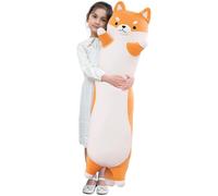 Kekeso Long Shiba Inu Plush Pillow Giant Stuffed Animals Dog Corgi Plush Body Pillow Cartoon Soft Dog Hugging Pillow for Kids Birthday,Valentine,Christmas (Yellow, 70cm/27.55inch)