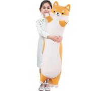 Kekeso Long Shiba Inu Plush Pillow Giant Stuffed Animals Dog Sleeping Pillow Corgi Plush Body Pillow Cartoon Soft Dog for Kids Birthday,Valentine,Christmas (Yellow, 130cm/51.18inch)