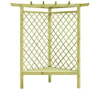 Keketa Corner Pergola with Seat, Garden Pergola with Sun Shade Frame Trellis for Outdoor Garden Terrace Patio Backyard Wooden Pergola Carport Arch Arbour130x130x197 cm Impregnated Pinewood