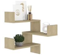 Keketa Corner shelf, 3-Tiers Wood Floating Wall Shelf with Zigzag Design, Modern Hanging Corner Shelves for Bedroom, Living Room, Kitchen and Office Sonoma Oak 40x40x50 cm Engineered Wood