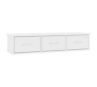 Keketa Floating Wall Shelf with 3 Drawer, Wall-mounted Drawer Shelf, Hallway Storage, Living Room Furniture - White, 88x26x18.5 cm Engineered Wood