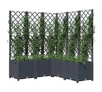 Keketa Garden Planter with Trellis Outdoor Entrance Balcony Patio Terrace Raised Bed Flower Box Climbing SuPolypropyleneort Plant Pot Dark Grey 120x120x136 cm Polypropylene