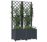 Keketa Garden Planter with Trellis Outdoor Entrance Balcony Patio Terrace Raised Bed Flower Box Climbing SuPolypropyleneort Plant Pot Dark Grey 80x40x136 cm Polypropylene