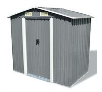 Keketa Garden Storage Shed Grey Metal 204x132x186 cm